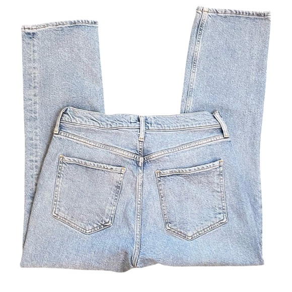 AGOLDE Riley High Rise Slim Straight Crop Light Blue Wash Denim Jean Size 28 - Picture 7 of 13